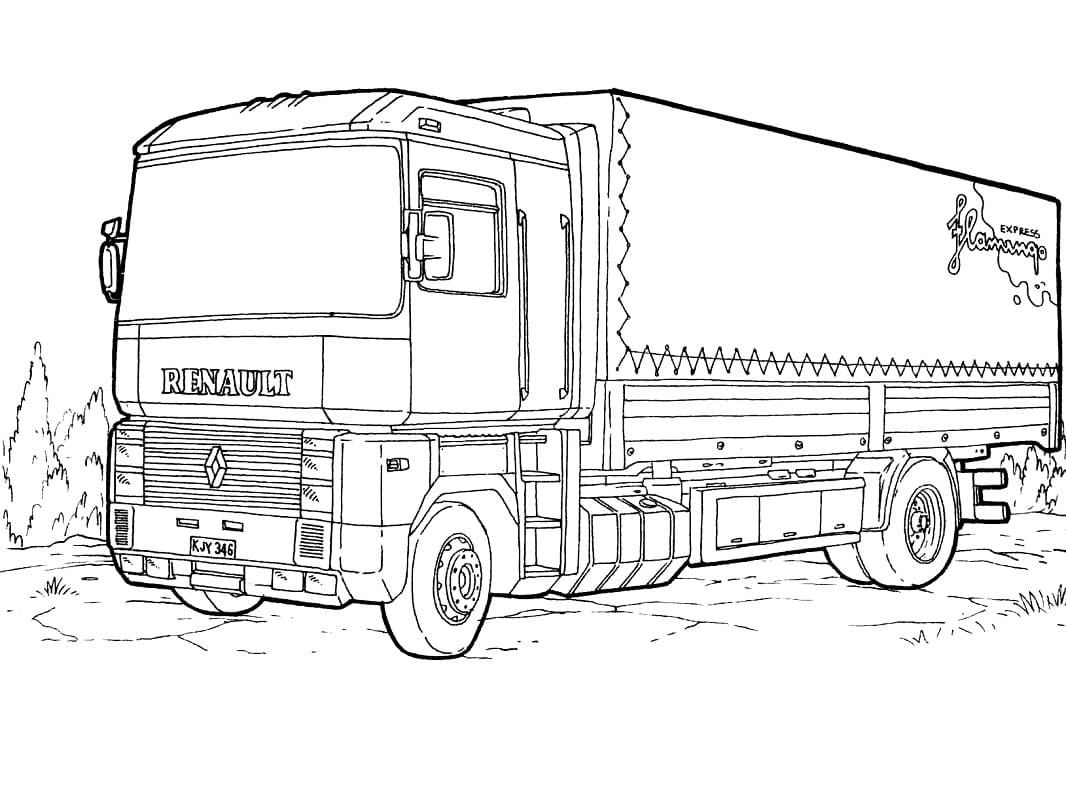 Desenho de Caminhão para Colorir com Lápis de Cor e Imprimir