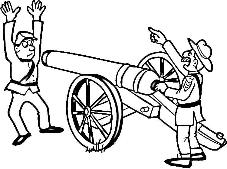 Desenho de Canhão de Guerra Cívil para Colorir