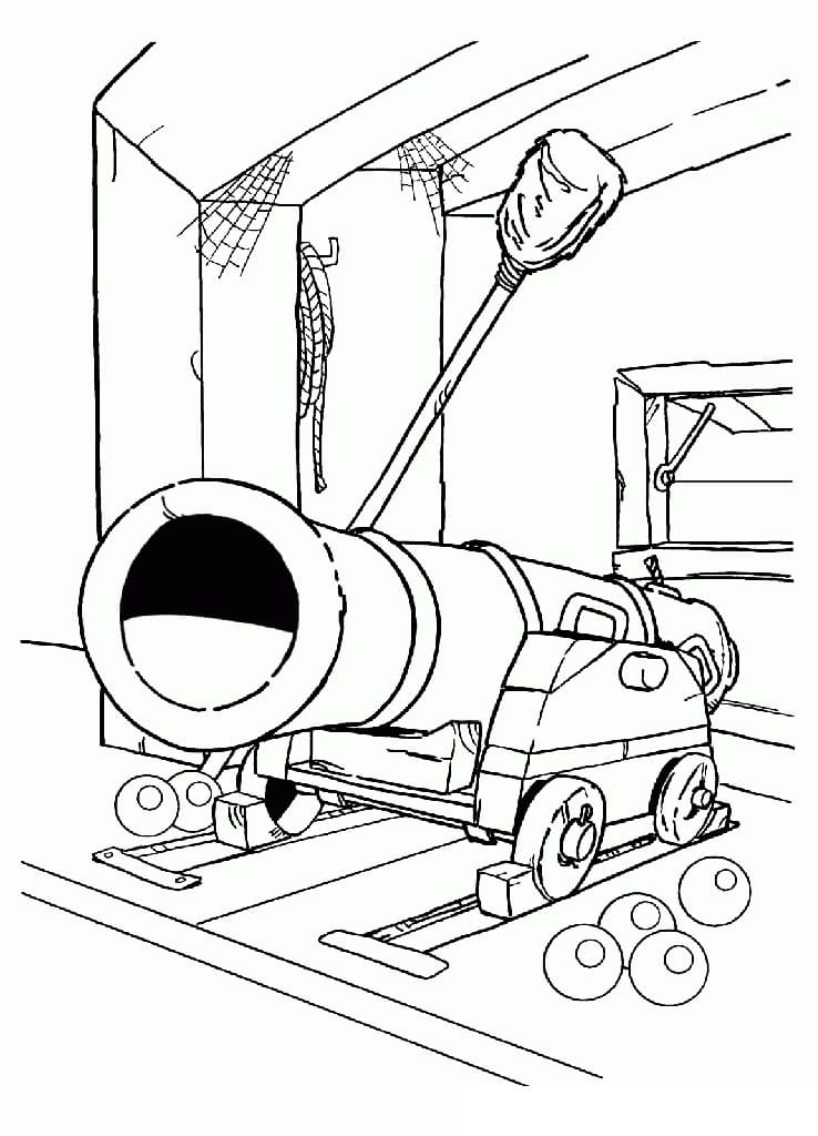 Desenho de Canhão de Navio para Colorir