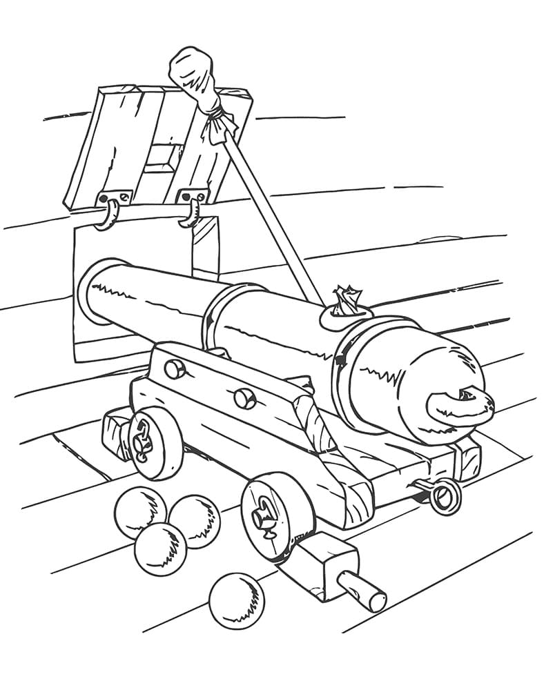 Desenho de Canhão de Navio Pirata para Colorir