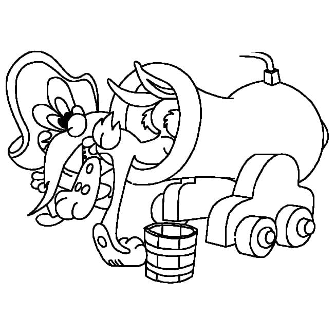 Desenho de Pernalonga em um Canhão para Colorir