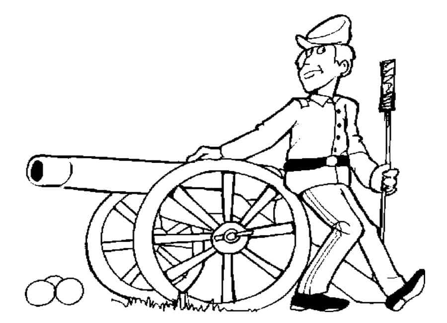 Desenho de Soldado com Canhão para Colorir