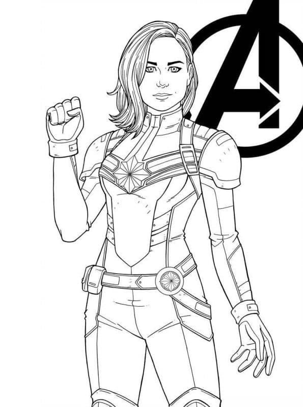 Desenho de Capitã Marvel Download Pdf para Colorir
