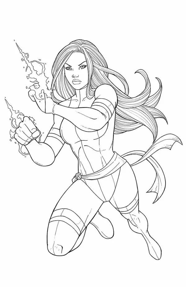 Desenho de Capitã Marvel Grátis para Colorir