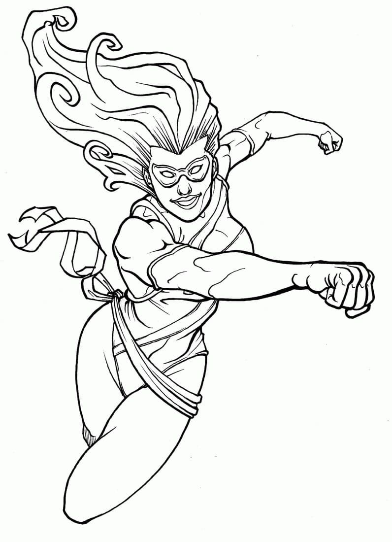 Desenho de Capitã Marvel Grátis para Imprimir e Colorir