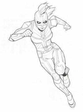 Desenho de capitã Marvel Imprimível para Colorir