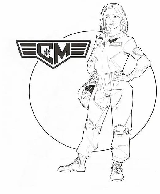 Desenho de Capitã Marvel Imprimivel para Imprimir e Colorir