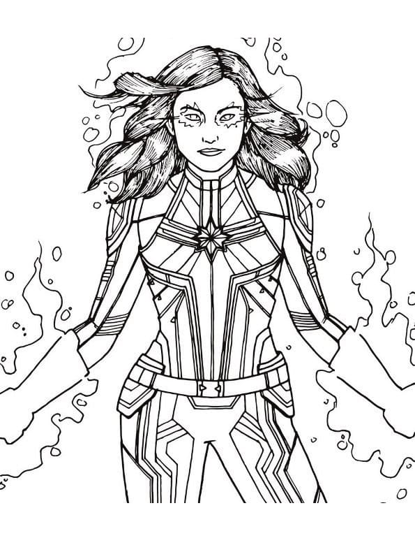 Desenho de Capitã Marvel Imprimivel Pdf para Colorir