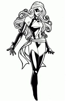 Desenho de capitã Marvel para Colorir Imprimível