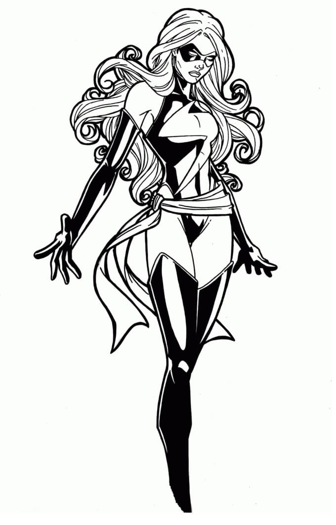 Desenho de Capitã Marvel para Colorir Imprimivel