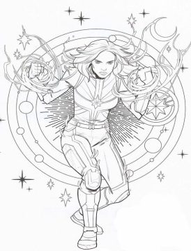 Desenho de capitã Marvel para Colorir Pdf grátis
