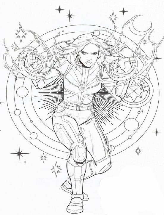Desenho de Capitã Marvel para Colorir Pdf Grátis