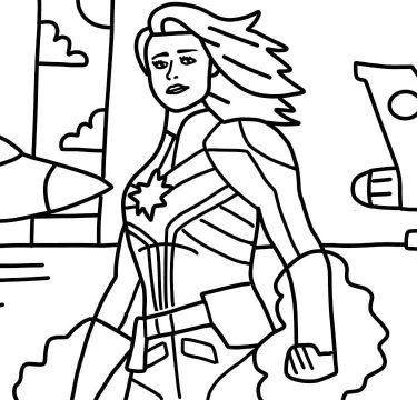 Desenho de capitã Marvel para Pintar Download