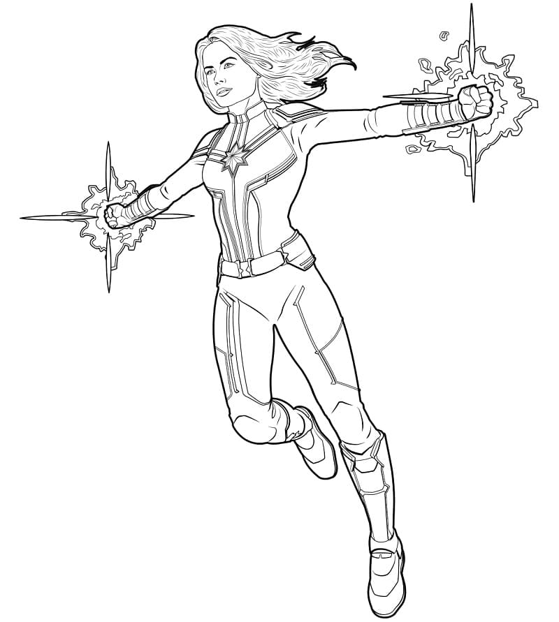 Desenho de Capitã Marvel para Pintar Imprimivel