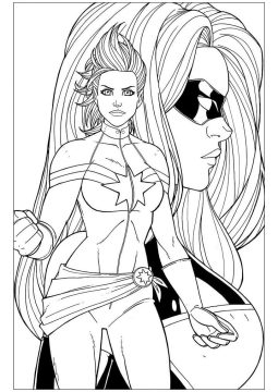 Desenho de capitã Marvel para Pintar Pdf grátis