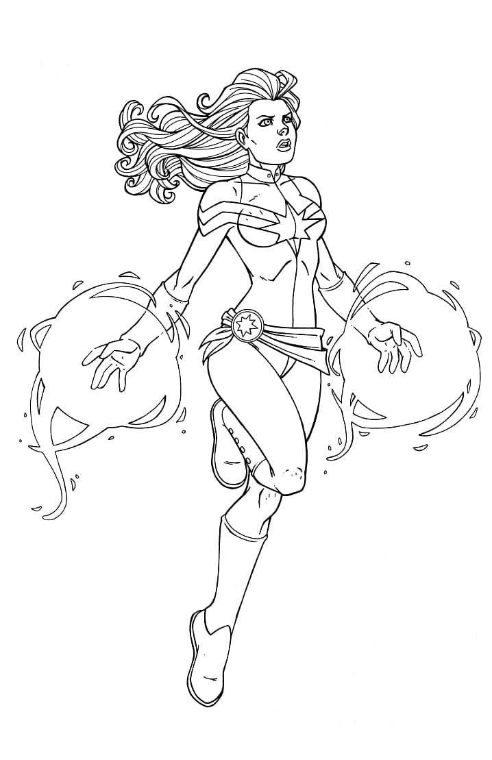 Desenho de Capitã Marvel Pdf para Colorir Grátis