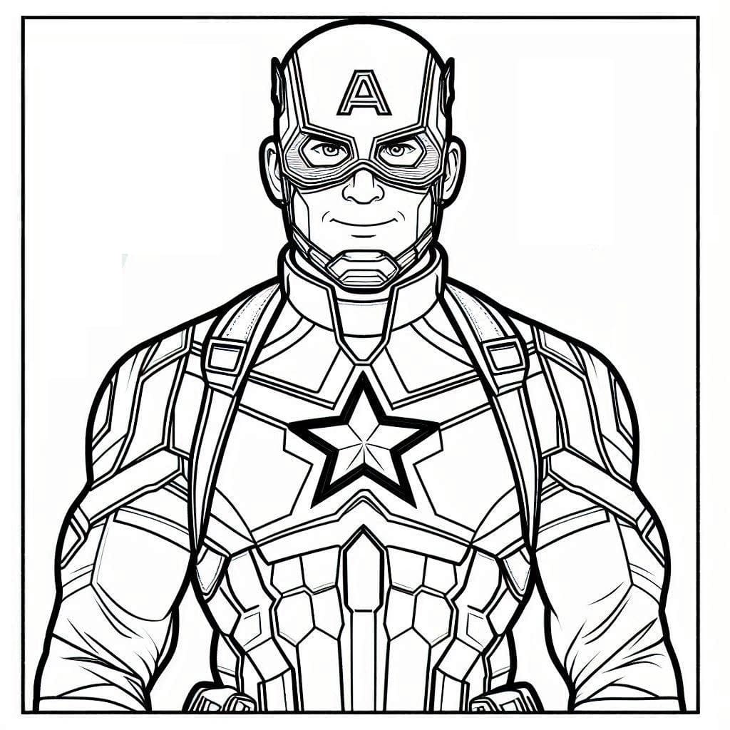 Desenho de Capitão América Alegre para Colorir