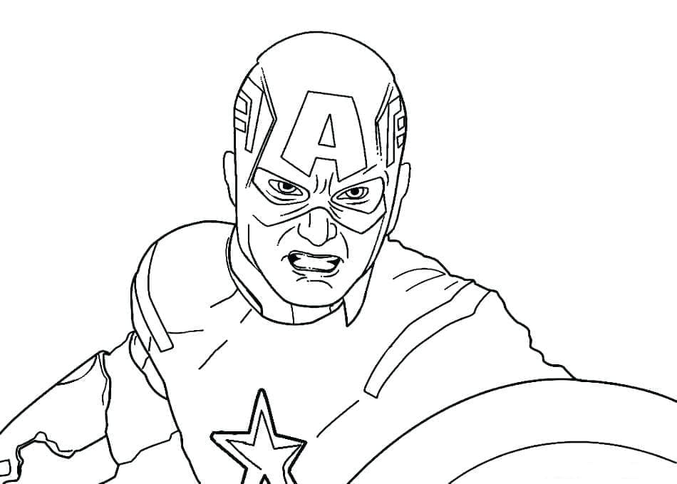 Desenho de Capitão América Bravo para Colorir