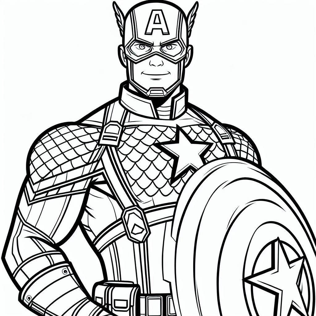 Desenho de Capitão América Feliz para Colorir