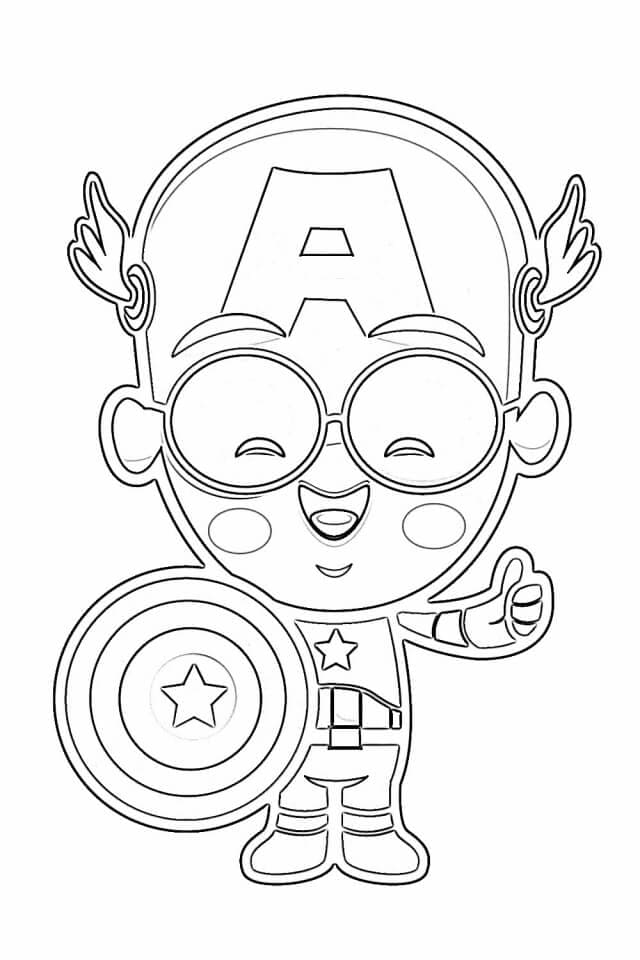 Desenho de Capitão América Fofo para Colorir