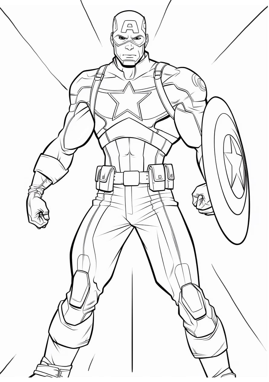 Desenho de Capitão América Forte para Colorir