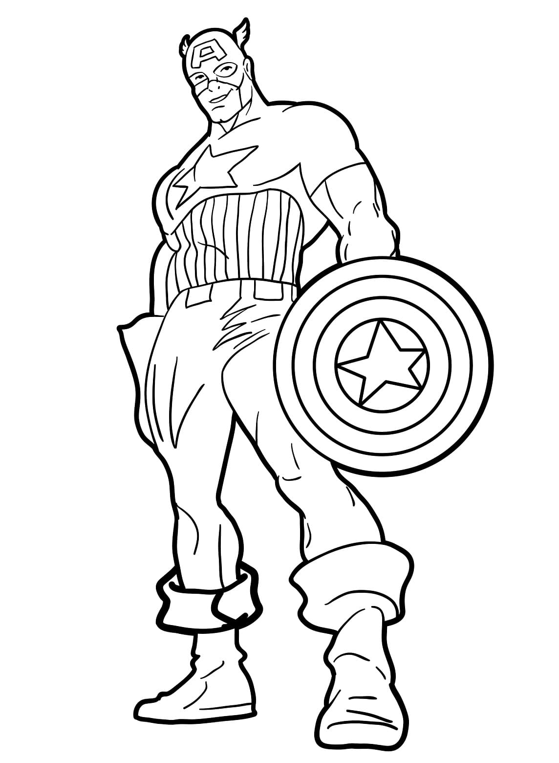 Desenho de Capitão América Incrível para Colorir