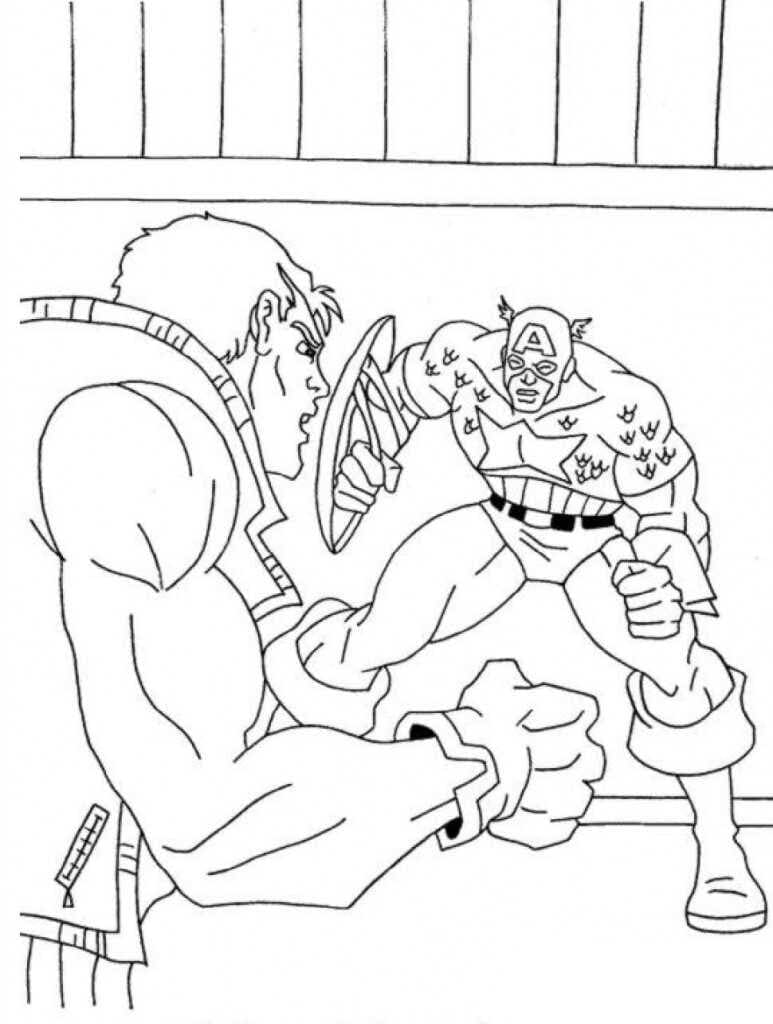 Desenho de Capitão América Lutando para Colorir