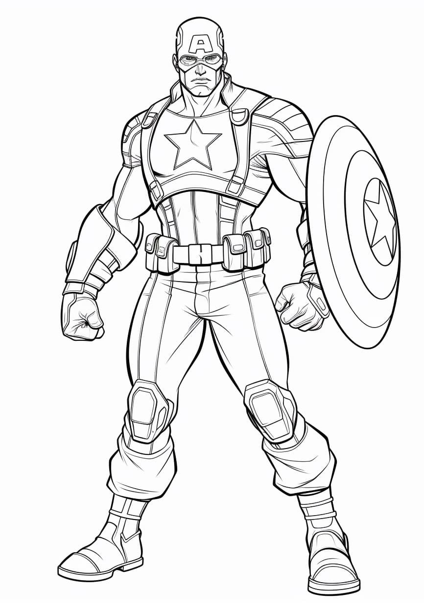 Desenho de Capitão América Marvel os Vingadores para Colorir