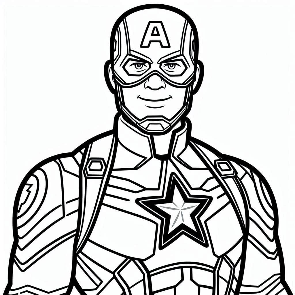 Desenho de Capitão América Muito Alegre para Colorir