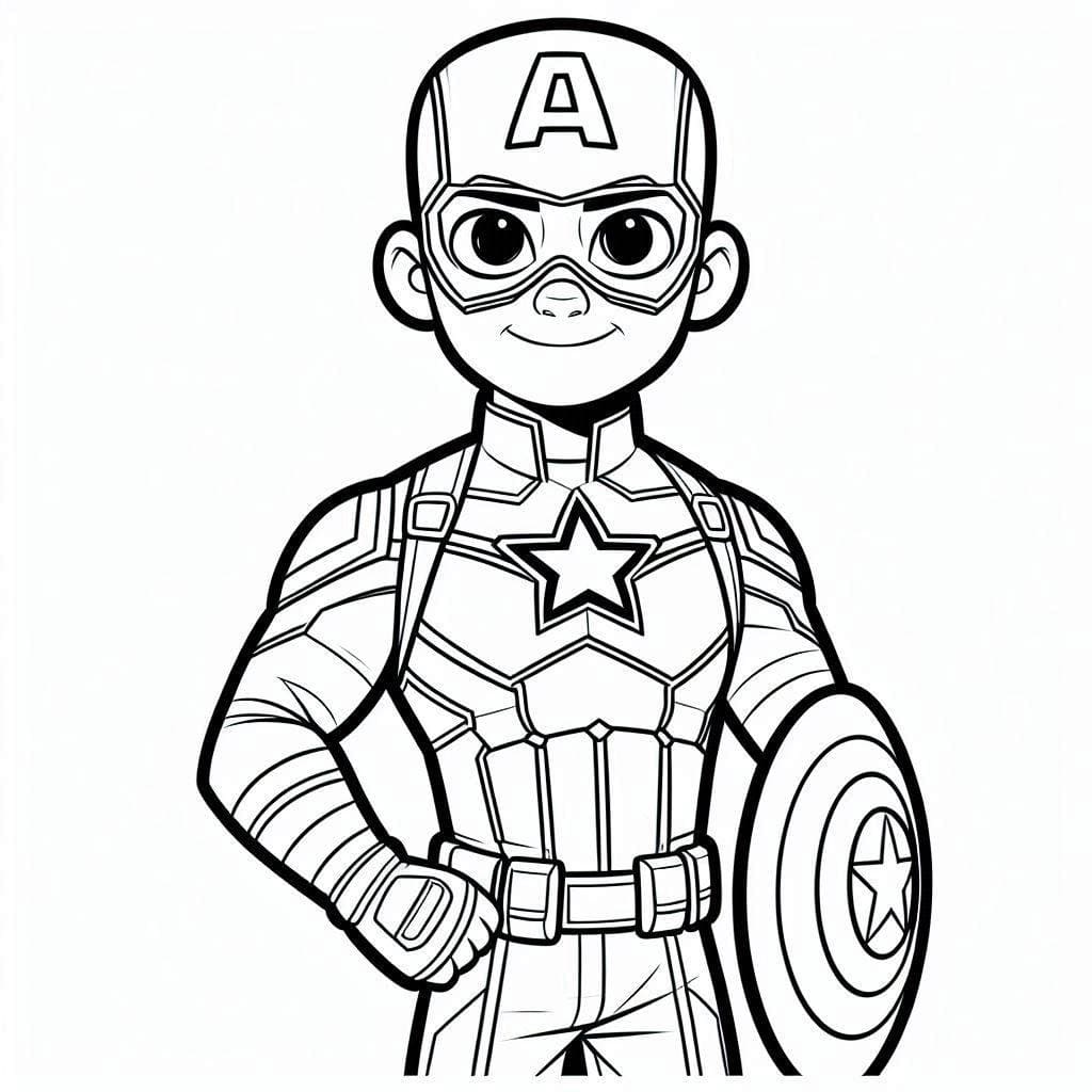 Desenho de Capitão América Muito Feliz para Colorir