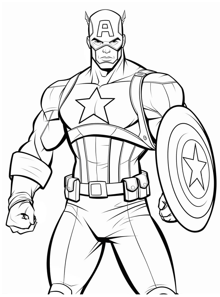 Desenho de Capitão América Muito Forte para Colorir