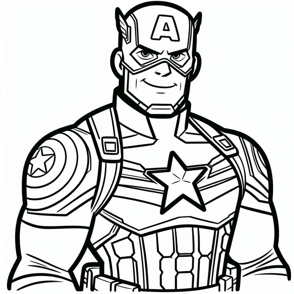 Desenho de Capitão América Sorridente para Colorir