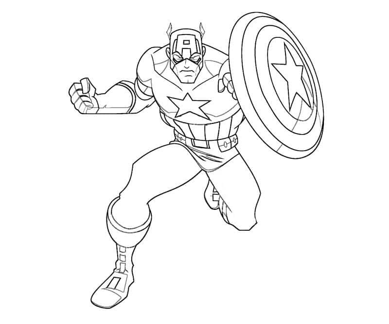 Desenho de Capitão América com Escudo para Colorir