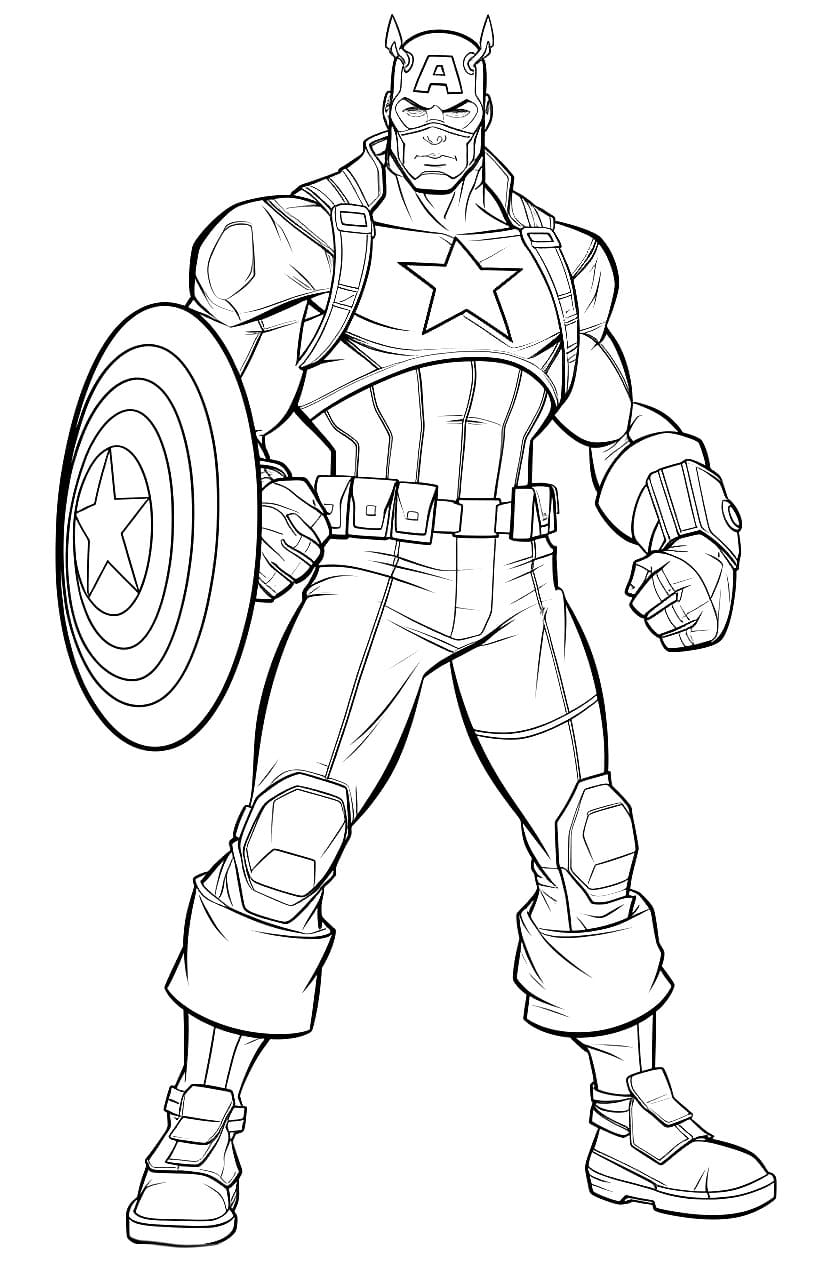 Desenho de Capitão América de os Vingadores para Colorir