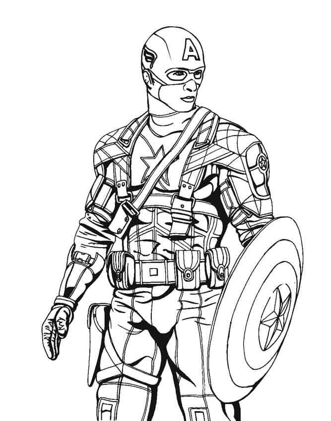Desenho de Capitão América e Escudo para Colorir