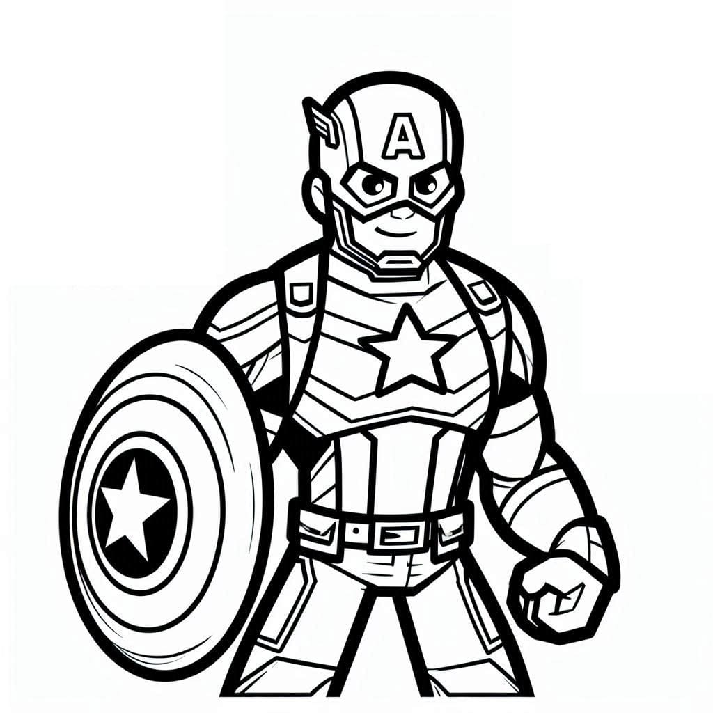 Desenho de Capitão América Está Sorrindo para Colorir