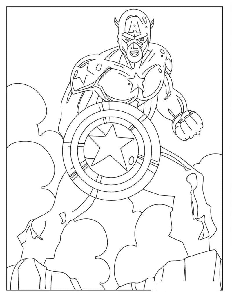 Desenho de Herói Capitão América para Colorir