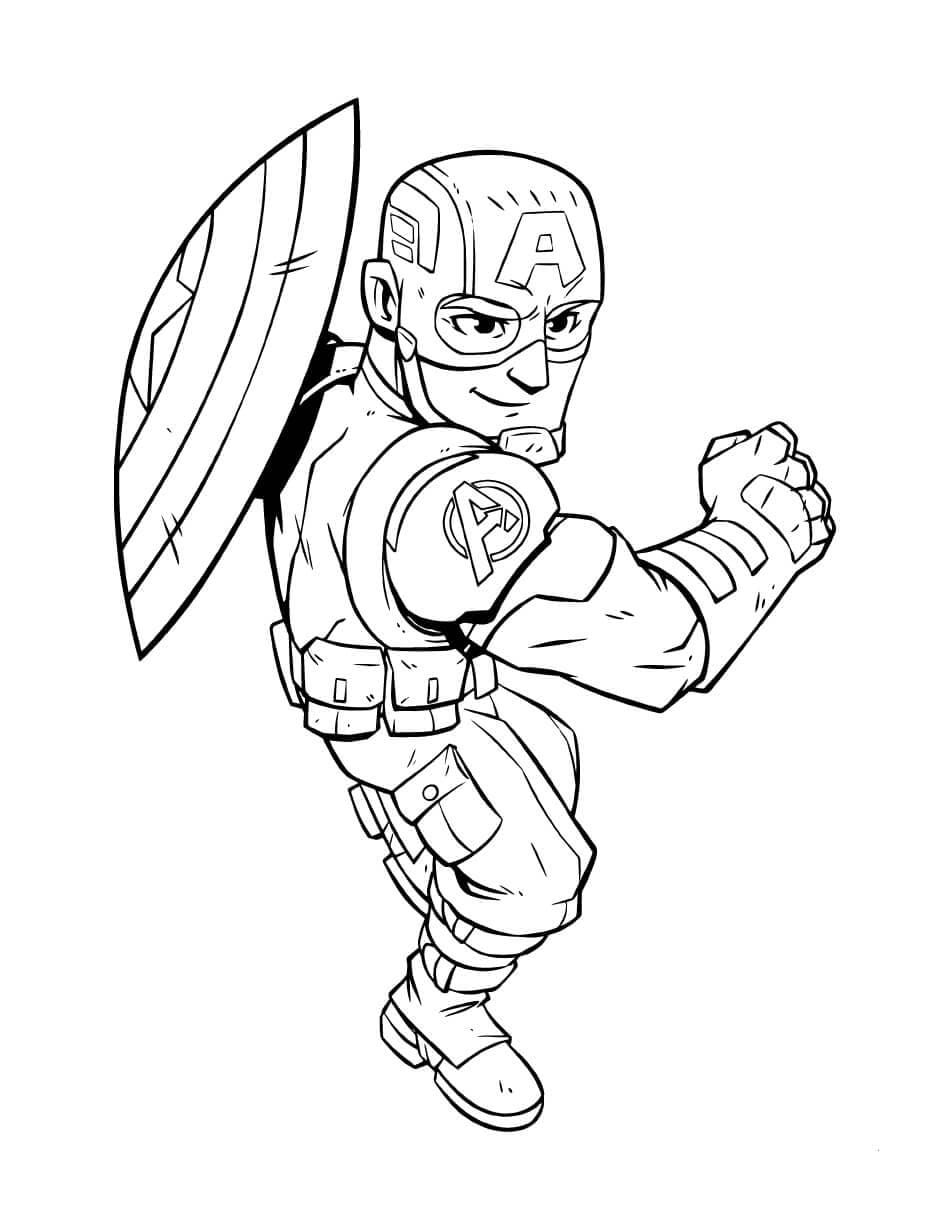 Desenho de Herói Marvel Capitão América para Colorir