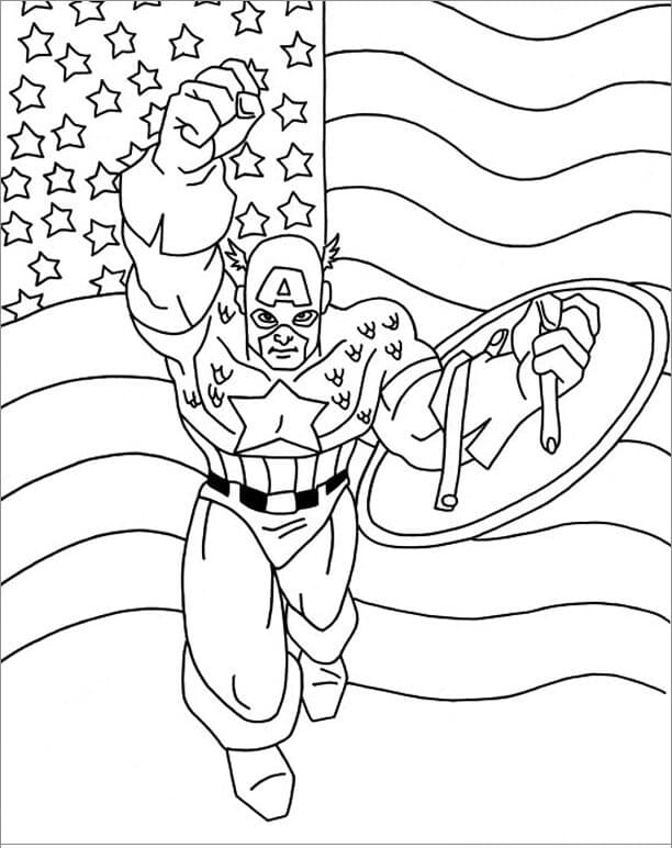 Desenho de Marvel Capitão América para Colorir