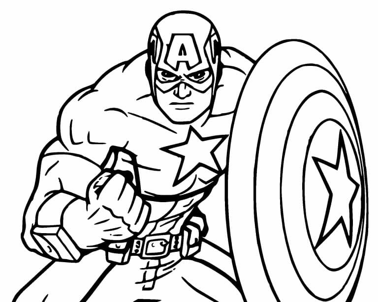 Desenho de Marvel os Vingadores Capitão América para Colorir