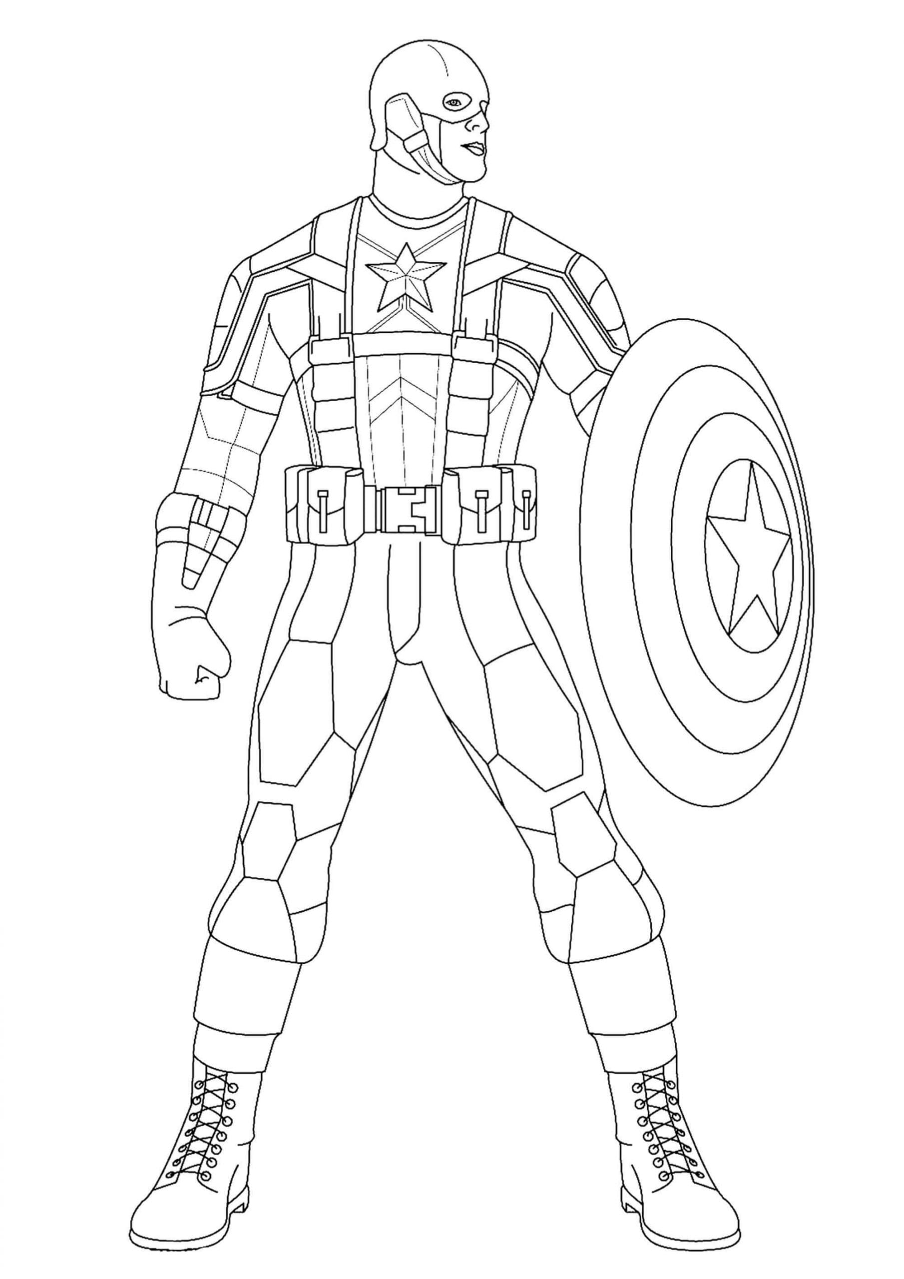 Desenho de Marvel Super Herói Capitão América para Colorir