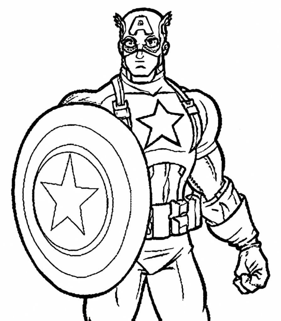 Desenho de Marvel Vingadores Capitão América para Colorir