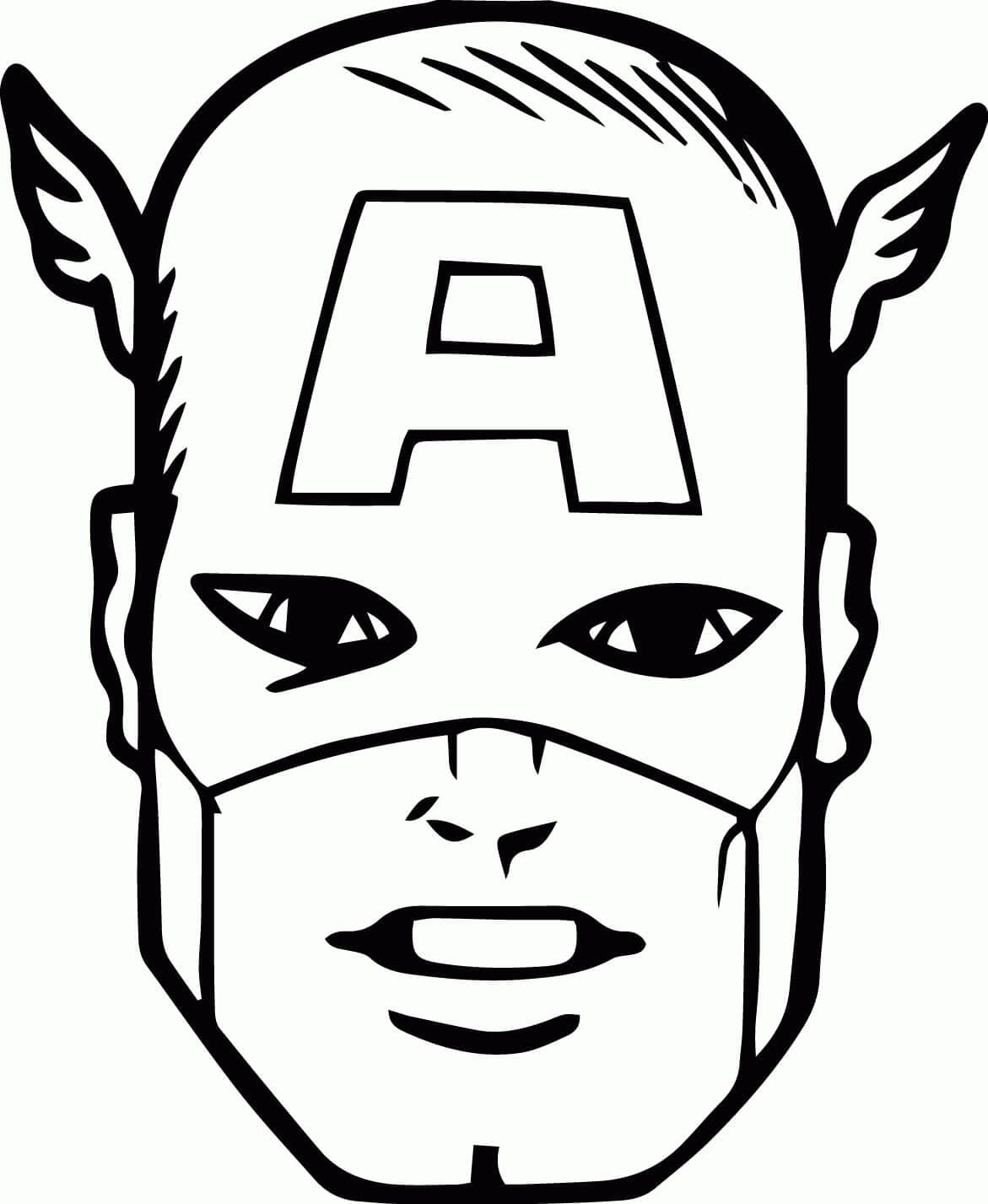 Desenho de o Rosto do Capitão América para Colorir