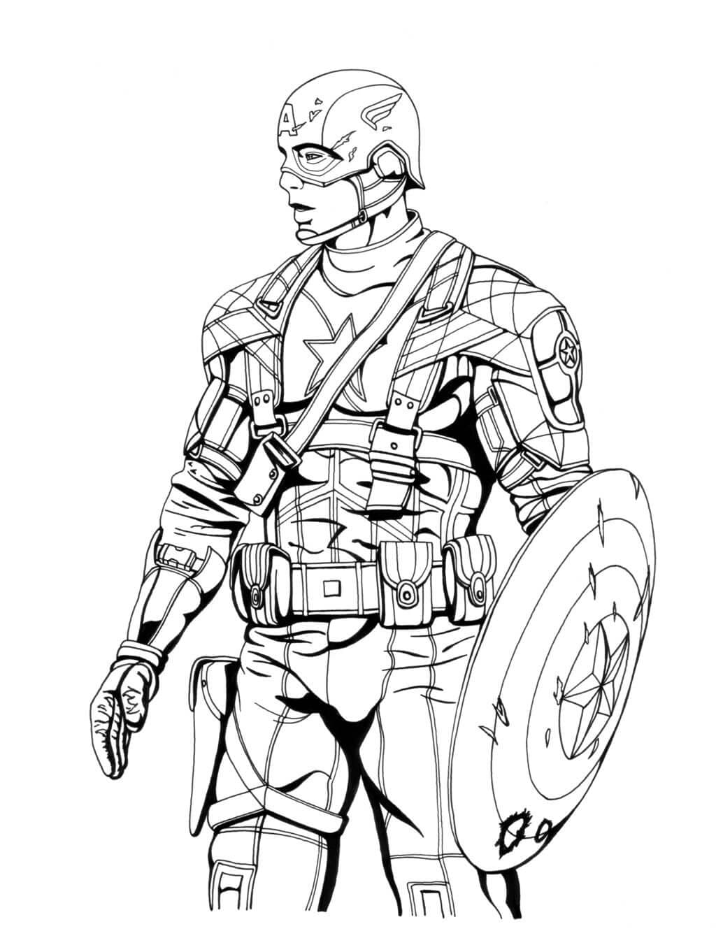 Desenho de os Vingadores Capitão América para Colorir