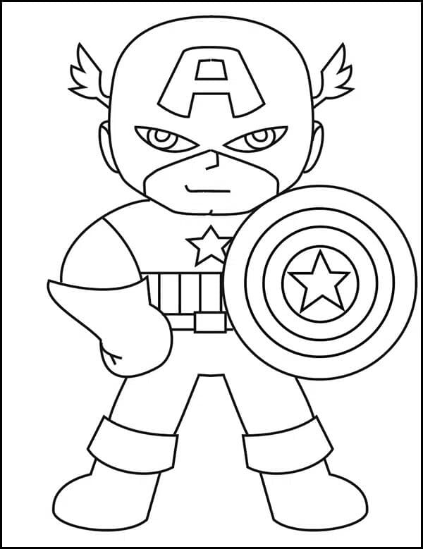 Desenho de Pequeno Capitão América para Colorir