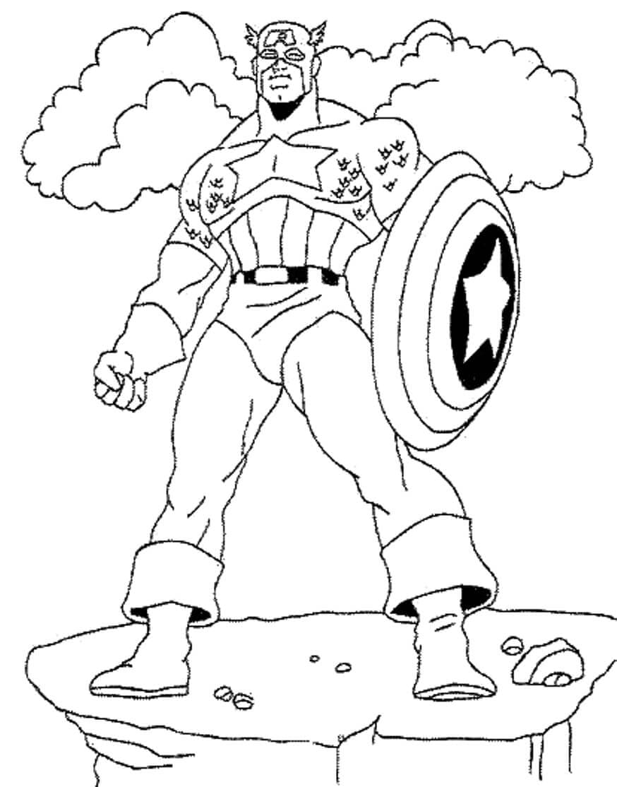 Desenho de Super Herói Capitão América para Colorir