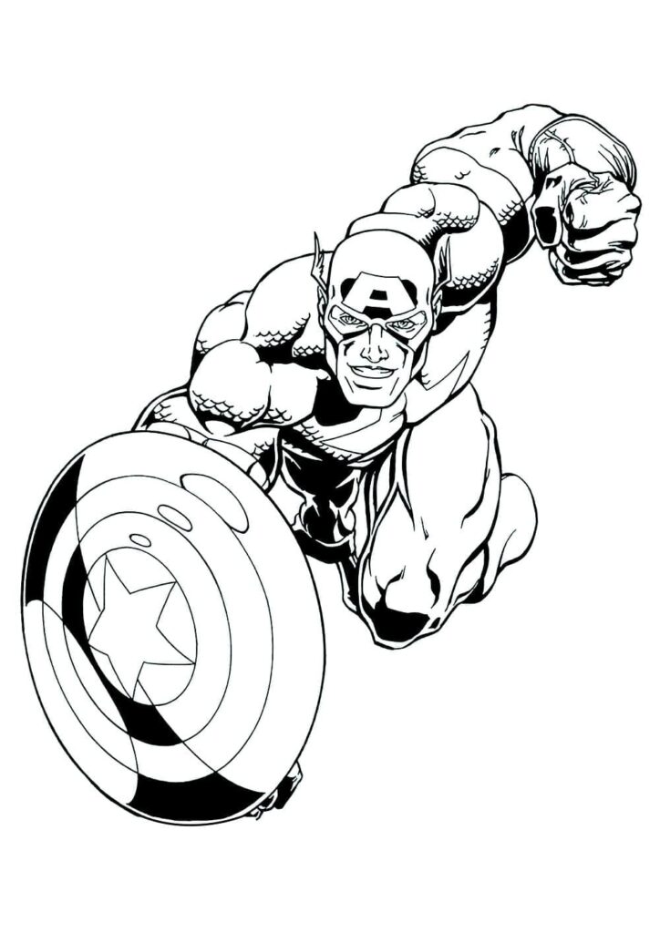 Desenho de Vingadores Capitão América para Colorir