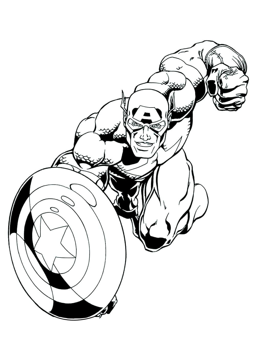 Desenho de Vingadores Capitão América para Colorir