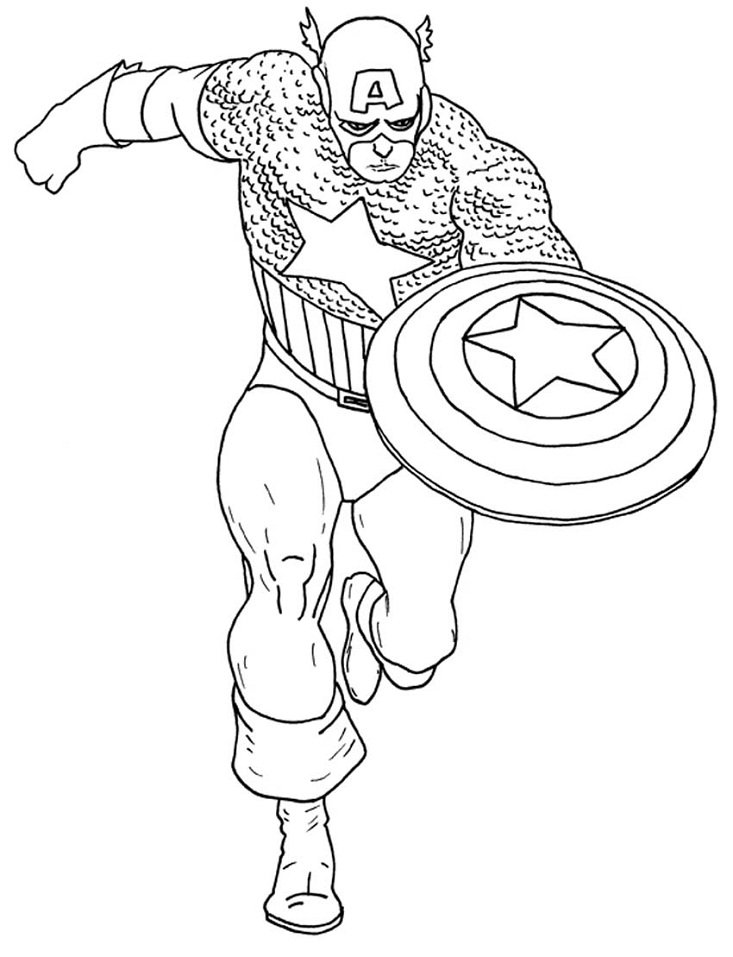 Capitão América Correndo Baixar Desenho para Colorir