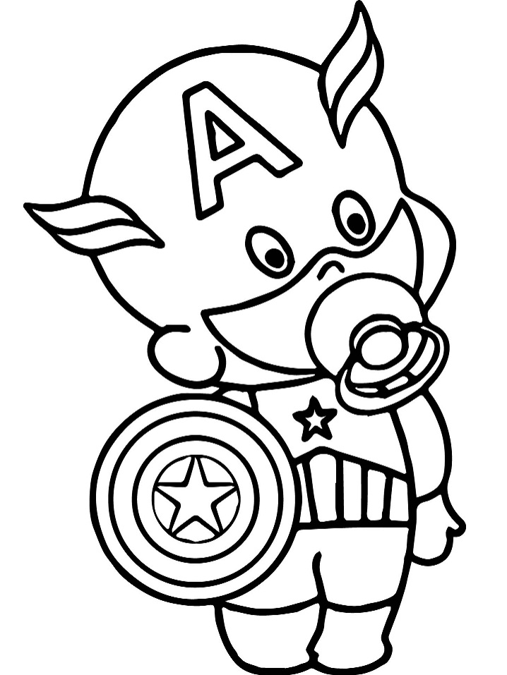 Desenho do Capitão América Criança para Imprimir e Colorir Grátis